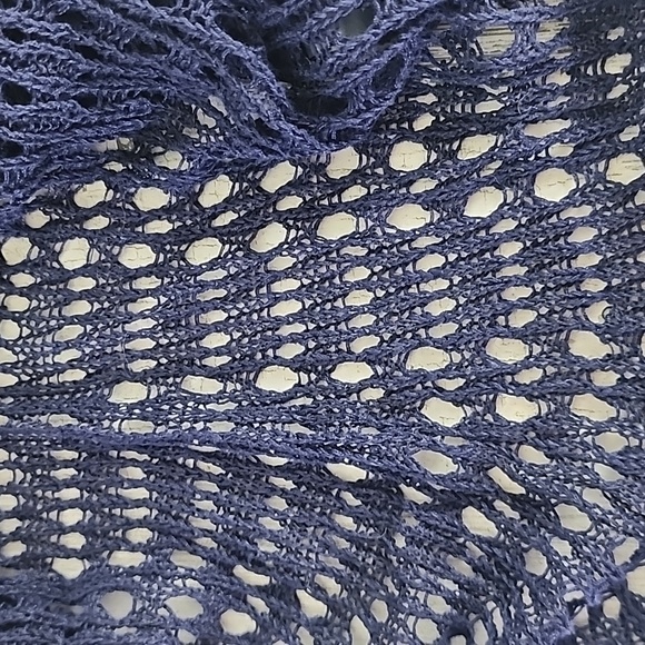 Eileen Fisher 100% organic linen blue open weave sweater top Size PP XS petite - Picture 3 of 9